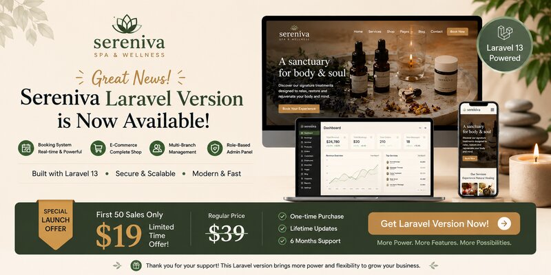 Sereniva — Spa & Wellness HTML Template